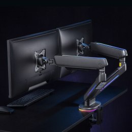 Uchwyt na dwa monitory gamingowy NanoRS, podświetlenie LED RGB, 17-32