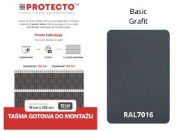 Taśma ogrodzeniowa PASKI 6 x 2,55mb BASIC 19cm PROTECTO™ GRAFIT + 12 klipsów GRATIS