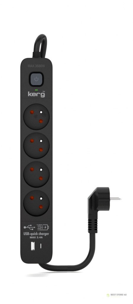 Urządz. zas.-zabezpiecz. KERG z wyłącznikiem-4 gniazda-USBC+USBA-czarny-5m-16A-H05VV-F-3x1,5mm2 Urządz. zas.-zabezpiecz. KERG z wyłącznikiem-4 gniazda-USBC+USBA-czarny-5m-16A-H05VV-F-3x1,5mm2