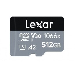 Lexar High-Performance 1066x UHS-I MicroSDXC, 512 GB, Flash memory class 10, Black/Grey, Class: A2 V30 U3, 120 MB/s, 160 MB/s