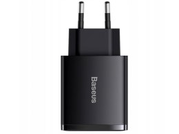 BASEUS Ładowarka sieciowa Baseus Compact Quick Charger, 2xUSB, USB-C, PD, 3A, 30W (CCXJ-E01) Czarna