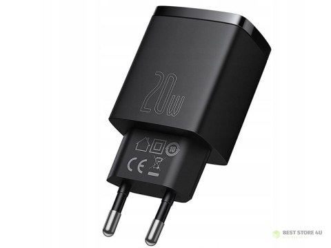 BASEUS Ładowarka sieciowa Baseus Compact Quick Charger, USB, USB-C, 20W (CCXJ-B01) Czarna BASEUS Ładowarka sieciowa Baseus Compact Quick Charger, USB, USB-C, 20W (CCXJ-B01) Czarna