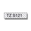 Brother TZe-S121 Mocno przylepna taśma laminowana czarna na przezroczystym, TZe, 8 m, 9 mm