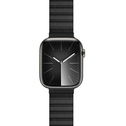 Crong Eclipse - Skórzany pasek magnetyczny Apple Watch 42/44/45/49 mm (czarny)