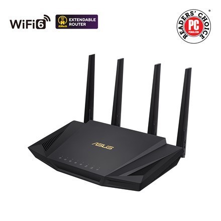 Asus Wireless Wifi 6 Dual Band Gigabit Router RT-AX58U 802.11ax, 2402+574 Mbit/s, 10/100/1000 Mbit/s, Porty Ethernet LAN (RJ-45)