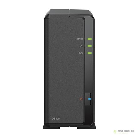 Synology Tower NAS DS124 do 1 HDD/SSD, Realtek, RTD1619B, Częstotliwość procesora 1,7 GHz, 1 GB, DDR4, 1x1GbE, 2xUSB 2.0 Synology Tower NAS DS124 do 1 HDD/SSD, Realtek, RTD1619B, Częstotliwość procesora 1,7 GHz, 1 GB, DDR4, 1x1GbE, 2xUSB 2.0