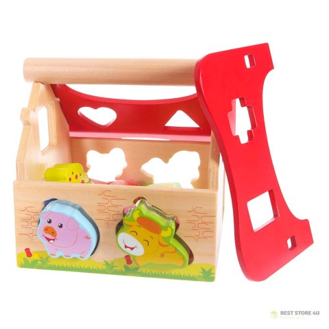 Drewniany domek, farma sorter z klockami ECOTOYS Drewniany domek, farma sorter z klockami ECOTOYS