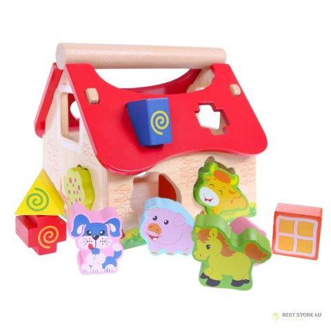 Drewniany domek, farma sorter z klockami ECOTOYS Drewniany domek, farma sorter z klockami ECOTOYS