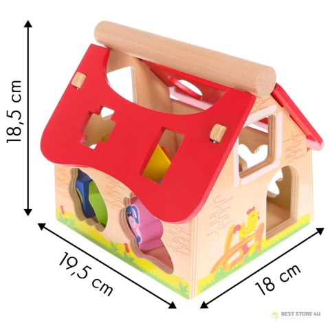 Drewniany domek, farma sorter z klockami ECOTOYS Drewniany domek, farma sorter z klockami ECOTOYS