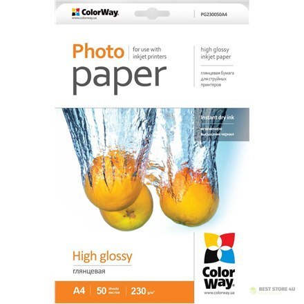 ColorWay High Glossy Photo Paper, 50 sheets, A4, 230 g/m? ColorWay High Glossy Photo Paper, 50 sheets, A4, 230 g/m?