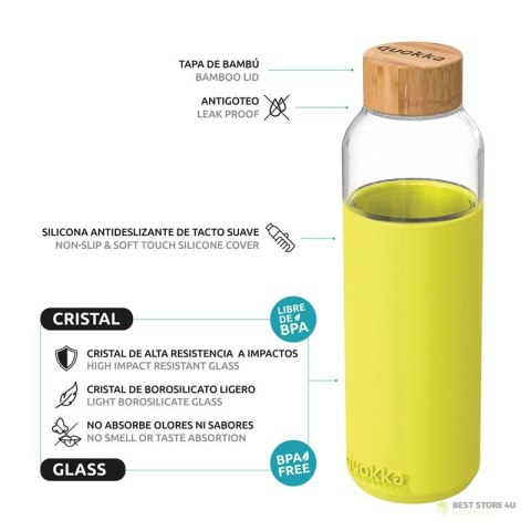 Quokka Flow - Butelka na wodę ze szkła 660 ml (Neon Green) Quokka Flow - Butelka na wodę ze szkła 660 ml (Neon Green)