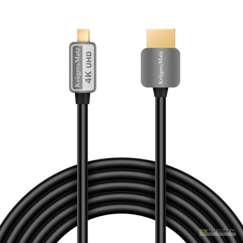 Kabel HDMI - micro HDMI wtyk-wtyk (A-D) 1.8m Kruger&Matz Kabel HDMI - micro HDMI wtyk-wtyk (A-D) 1.8m Kruger&Matz