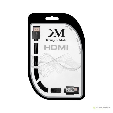 Kabel HDMI - micro HDMI wtyk-wtyk (A-D) 1.8m Kruger&Matz Kabel HDMI - micro HDMI wtyk-wtyk (A-D) 1.8m Kruger&Matz