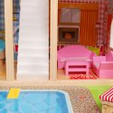 Drewniany domek dla lalek meble basen +oświetlenie ECOTOYS