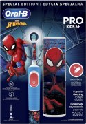 Elektryczna szczoteczka do zębów Oral-B Vitality PRO Kids Spiderman z etui podróżnym, niebieska