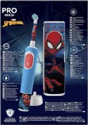 Elektryczna szczoteczka do zębów Oral-B Vitality PRO Kids Spiderman z etui podróżnym, niebieska