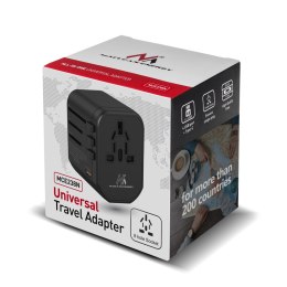 Adapter podróżny Maclean, zasilacz USB, 2xUSB 2,4A + USB-C PD 20W, Bezpiecznik 8A, Quick and Fast Charge, 200 krajów świata, MCE