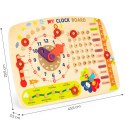 Drewniana tablica manipulacyjna dla dzieci kalendarz zegar ECOTOYS