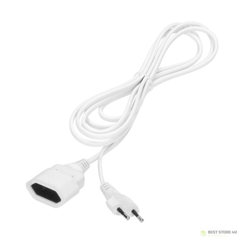 Przedłużacz domowy jednogniazdowy płaski, 1x2P, 5m,kabel PVC H03VV-F 2x0,75mm?, 230VAC