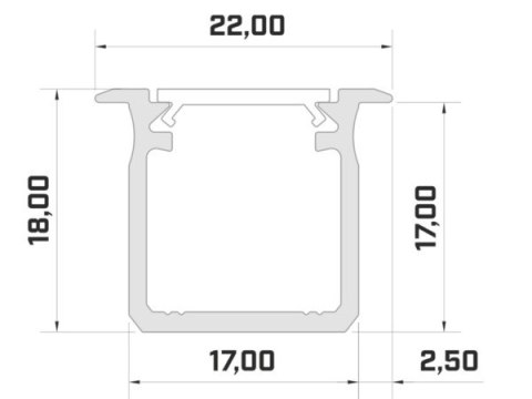 Profil LED wpuszczany 18mm 1mb anodowany