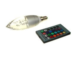 Żarówka LED Offa E14 3W RGB z pilotem srebrna-