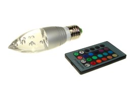 Żarówka LED Offa E27 3W RGB z pilotem srebrna-
