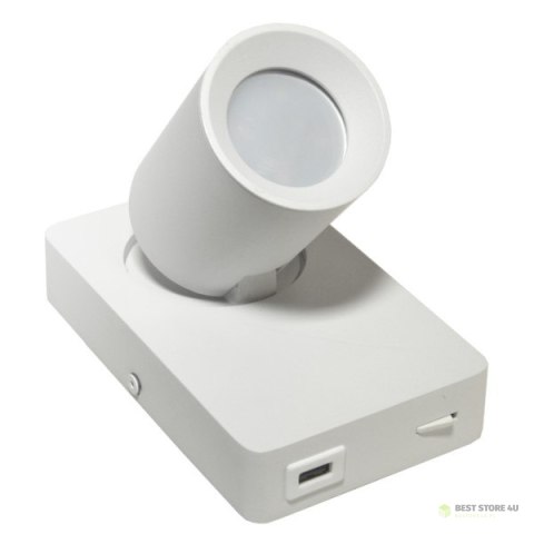 Lampa spotlight Taft 1xGU10 biała gniazdo usb