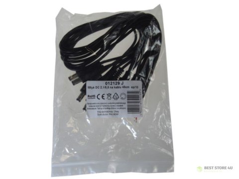 Wtyk DC 2,1/5,5 na kablu 45cm op/10 Wtyk DC 2,1/5,5 na kablu 45cm op/10