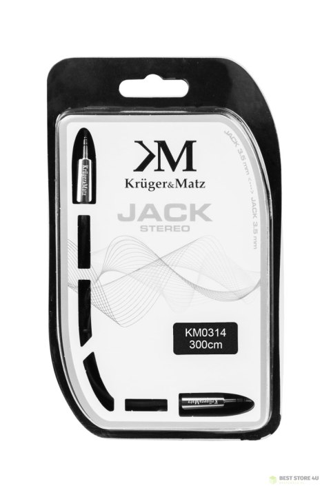 Kabel wtyk prosty - wtyk prosty jack 3.5 stereo 3.0m Kruger&Matz Kabel wtyk prosty - wtyk prosty jack 3.5 stereo 3.0m Kruger&Matz