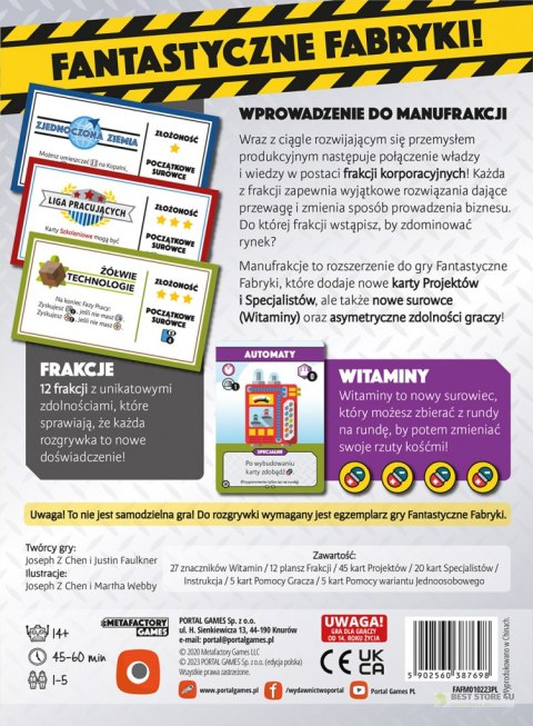 GRA FANTASTYCZNE FABRYKI: MANUFRAKCJE dodatek - PORTAL GAMES GRA FANTASTYCZNE FABRYKI: MANUFRAKCJE dodatek - PORTAL GAMES