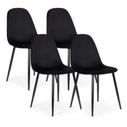 Komplet 4 krzeseł welurowych do jadalni i salonu - czarne