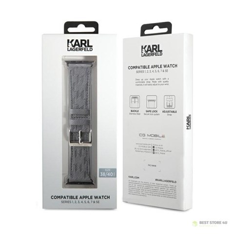 Karl Lagerfeld Saffiano Monogram - Pasek do Apple Watch 38/40/41 mm (srebrny) Karl Lagerfeld Saffiano Monogram - Pasek do Apple Watch 38/40/41 mm (srebrny)