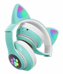 ZS7D Słuchawki bt 5.0 led turkus uszy