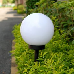 Solarna lampa wolnostojąca ogrodowa GreenBlue, kula 20x20x53cm, bialy LED, GB123
