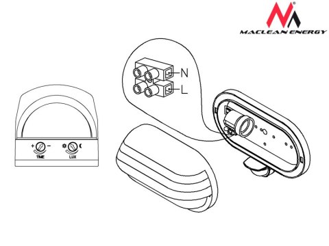 Oprawa ścienna Maclean, z czujnikiem PIR, max. 60W, 180°, MCE33B