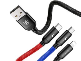 BASEUS Kabel 3w1 USB-C / Lightning / Micro 3A 1.2m (CAMLT-BSY01) Czarny