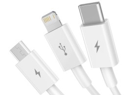 BASEUS Kabel USB 3w1 Superior Series, USB do micro USB / USB-C / Lightning, 3.5A, 1.2m (CAMLTYS-02) Biały
