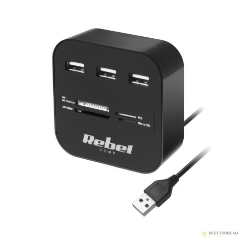 HUB USB 2.0 3 portowy z czytnikiem kart pamięci HUB USB 2.0 3 portowy z czytnikiem kart pamięci