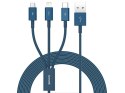 BASEUS Kabel 3w1 Superior Series, USB do micro USB / USB-C / Lightning, 3.5A, 1.2m (CAMLTYS-03) Niebieski