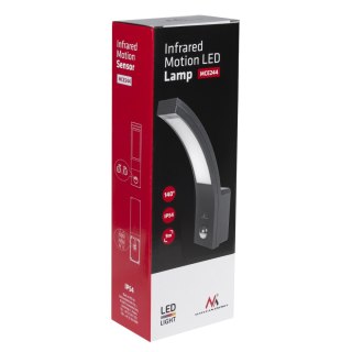 Lampa LED z czujnikiem ruchu Maclean, czujnik PIR, kolor czarny, 10W, IP54, 750lm, barwa neutralna biała (4000K) MCE244 B