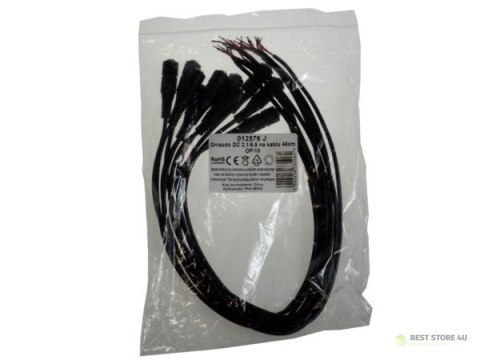 Gniazdo DC 2,1/5,5 na kablu 45cm op/10 Gniazdo DC 2,1/5,5 na kablu 45cm op/10