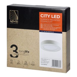 CITY LED 12W, oprawa downlight, natynkowa, okrągła, 860lm, 4000K, biała, wbudowany zasilacz LED