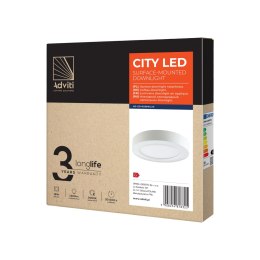 CITY LED 18W, oprawa downlight, natynkowa, okrągła, 1500lm, 3000K, biała, wbudowany zasilacz LED