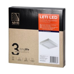 LETI LED 24W, oprawa downlight, natynkowa, kwadratowa, 2000lm, 4000K, biała, wbudowany zasilacz LED