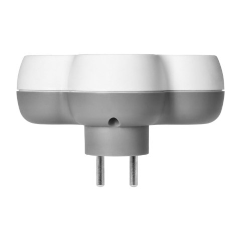 Rozgałęźnik 3x2P+Z, biało-szary