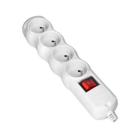 Rozgałęźnik wielogniazdowy 4x2P+Z z wyłącznikiem, biały