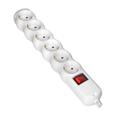 Rozgałęźnik z wyłącznikiem 6x2P+Z Schuko, biały