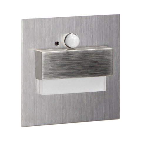 TRACO LED 1,5W, oprawa schodowa podtynkowa, 12VDC, 30lm, 4000K, satyna, czujnik ruchu i zmierzchu