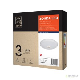 ZONDA LED 12W, plafon z czujnikiem ruchu, 800lm, IP20, 4000K, poliwęglan mleczny, biały