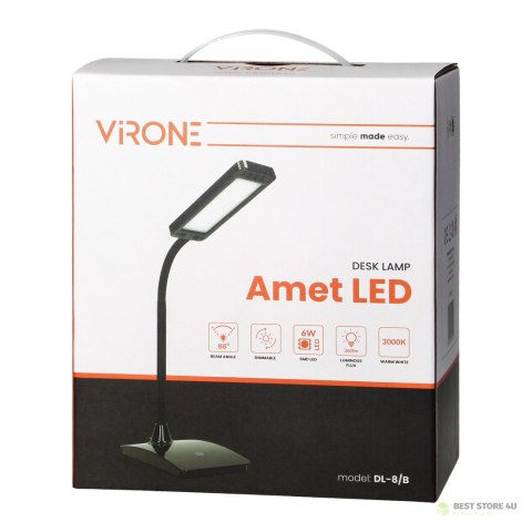 AMET LED DIM 6W, lampka biurkowa, 360lm, 3000K, czarna, funkcja ściemniania AMET LED DIM 6W, lampka biurkowa, 360lm, 3000K, czarna, funkcja ściemniania